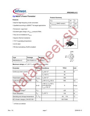 IPB03N03LA G datasheet  